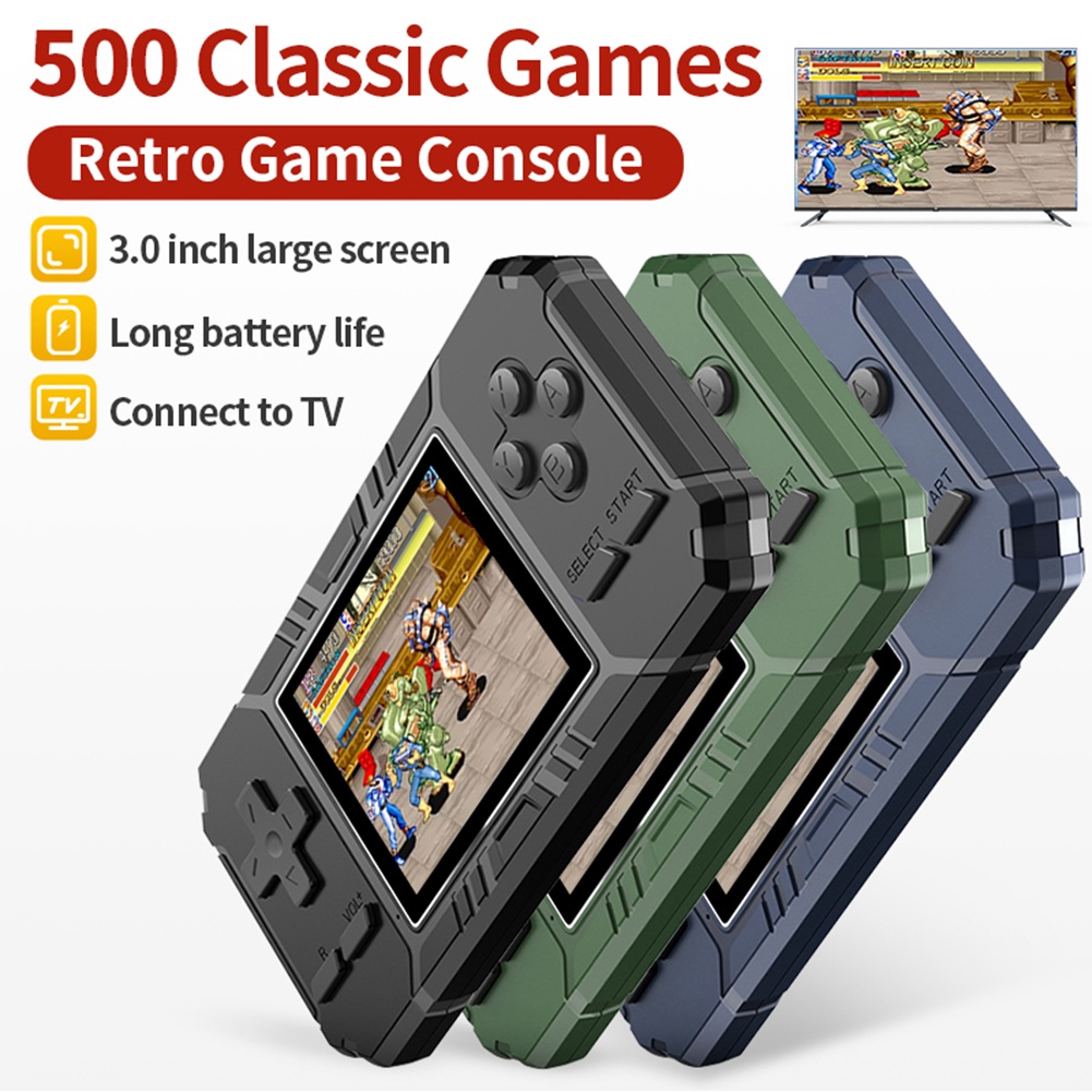 Retro Gaming Console Handheld - 素晴らしい！ レトロポータブルミニハンドヘルドゲームコンソール8ビット3.0インチカラースクリーンLCDゲームプレーヤー内蔵500ゲーム-ブラック