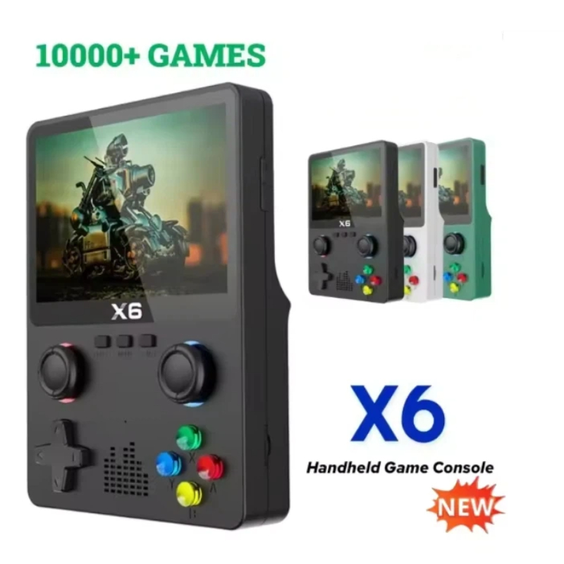 Retro Gaming X6 - 携帯型ゲーム機 X6 レトロゲームプレーヤー 3.5インチHD画面 3Dデュアルジョイスティック ポータブルゲームデバイス