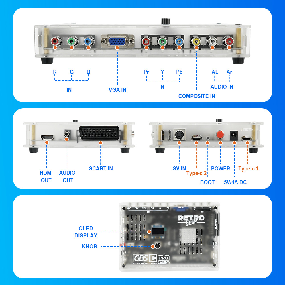 Scart To Hdmi - 新しいレトロゲームGBSC Pro GBSコントロールScart RGBS YPbPr VGAコンポジット(AV)