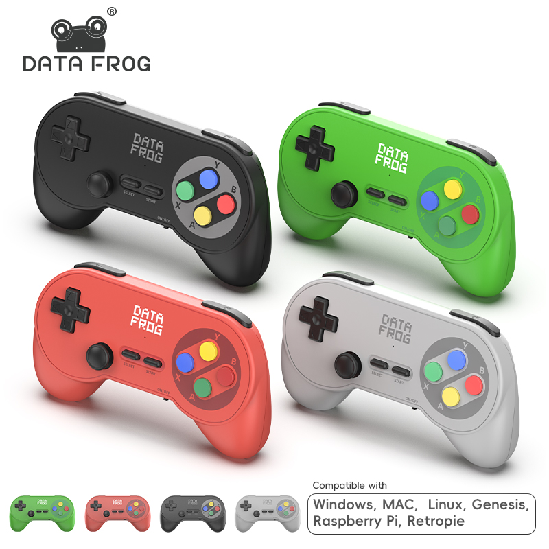 Retro Gaming Download - Data Frog PC07 レトロワイヤレスゲームパッド、PC、Android、エミュレーター、アーケードゲーム対応のデュアルUSBレシーバー付きプラグアンドプレイコントローラー