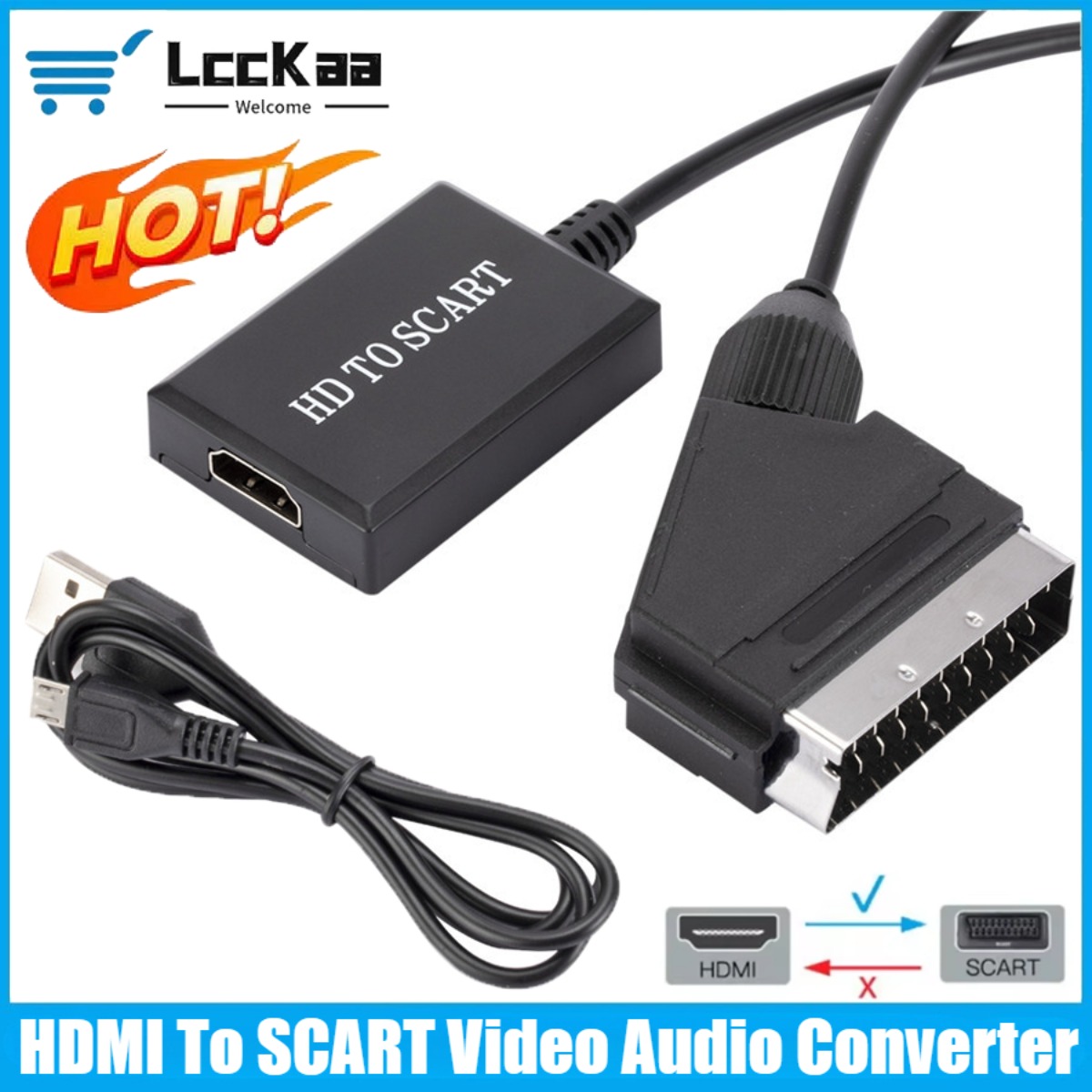 Scart To Hdmi - LccKaa 1080P HDMI - SCART変換アダプター ビデオ/オーディオコンバーター