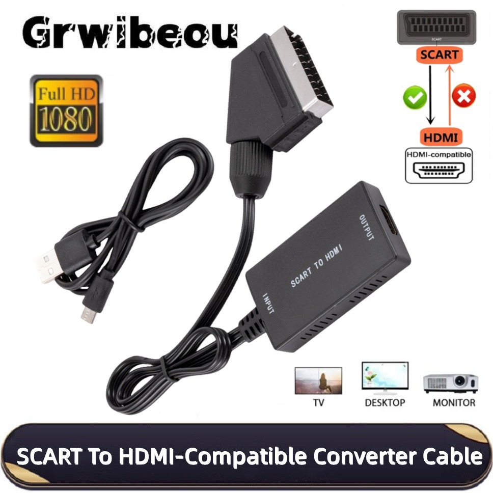 Scart To Hdmi - HD1080P SCART to HDMI 互換コンバーター ケーブル付き