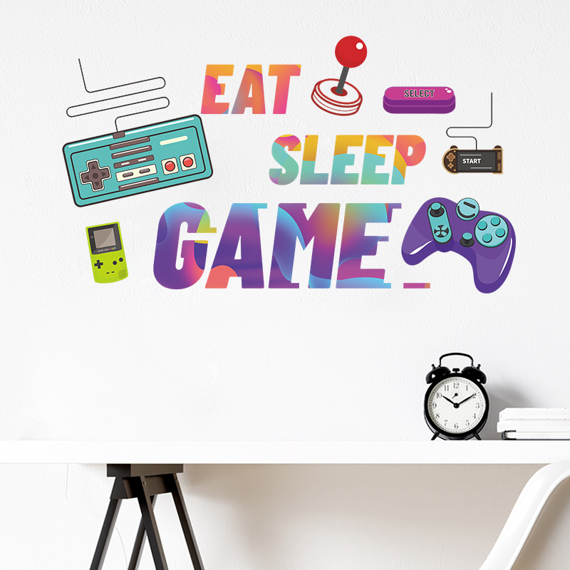 「Eat Sleep Game」ウォールデカール、カラフルな - Retro Gaming Quotes のレビューと価格