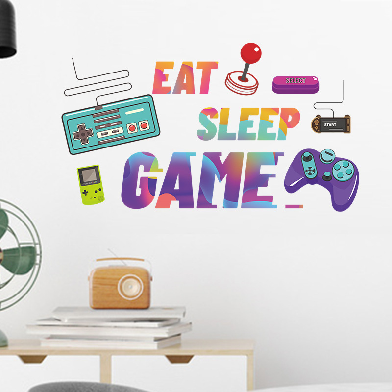 「Eat Sleep Game」ウォールデカール、カラフルな - Retro Gaming Quotes のレビューと価格