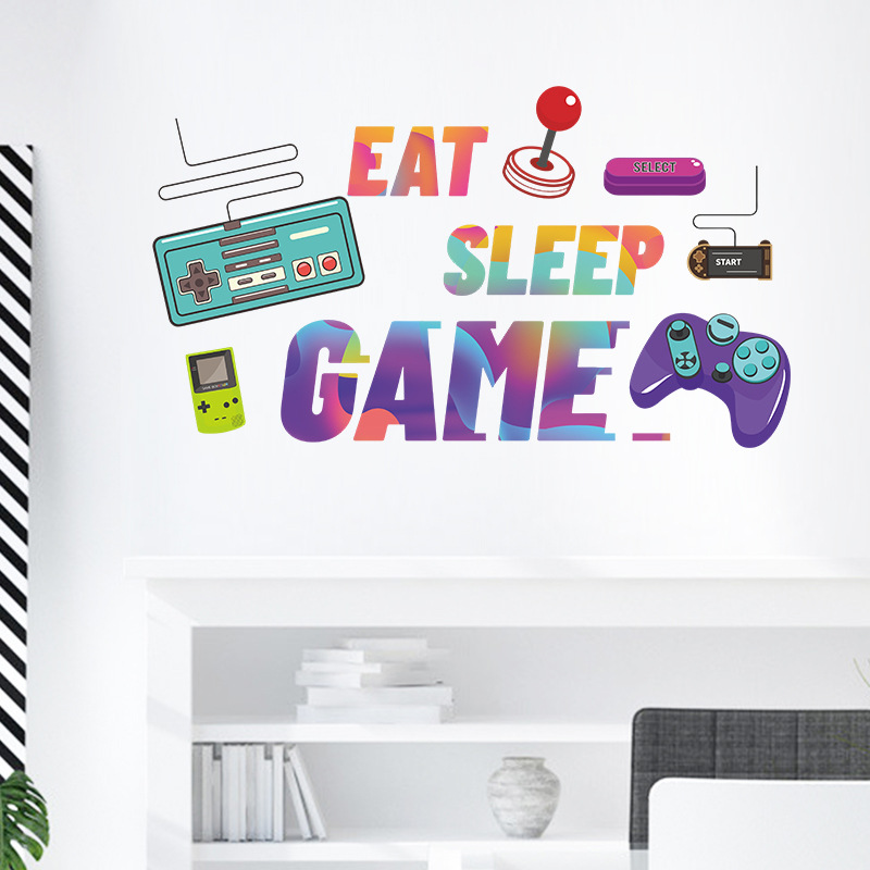 「Eat Sleep Game」ウォールデカール、カラフルな - Retro Gaming Quotes のレビューと価格
